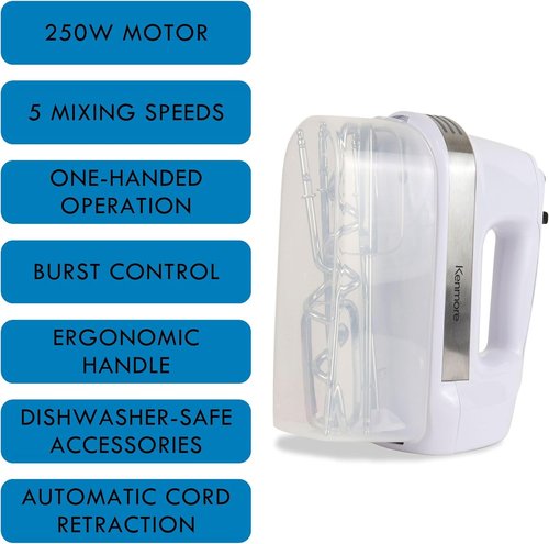 Kenmore 89109 Hand Mixer - 5-Speed Versatility in Elegant White Finish