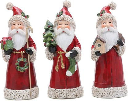 Hodao Santa Claus Decorative Figurine - Handcrafted Holiday Decor - Perfect for Christmas & Thanksgiving | 3 PCS, Red