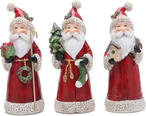 Hodao Santa Claus Decorative Figurine - Handcrafted Holiday Decor - Perfect for Christmas & Thanksgiving | 3 PCS, Red