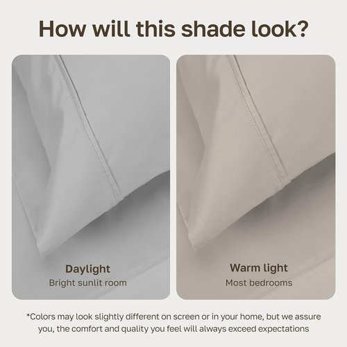 California Design Den Split King Sheet Set - 100% Cotton, Silky Smooth Sateen, Deep Pockets, Light Grey