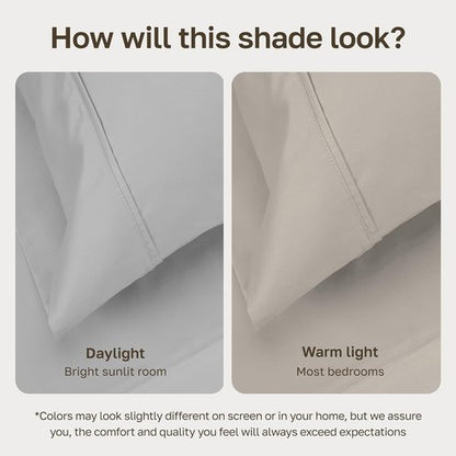 California Design Den Split King Sheet Set - 100% Cotton, Silky Smooth Sateen, Deep Pockets, Light Grey