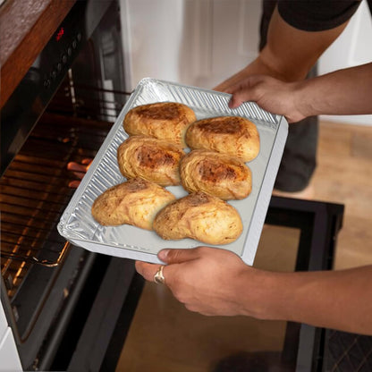 PlasticPro Aluminum Pans - Heavy-Duty Disposable Cookie Sheets | 100 Pack, 13 x 17 Inches