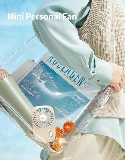 Aluan Handheld Mini Fan - Powerful Portable USB Rechargeable Eyelash Fan for Home & Travel - Beige