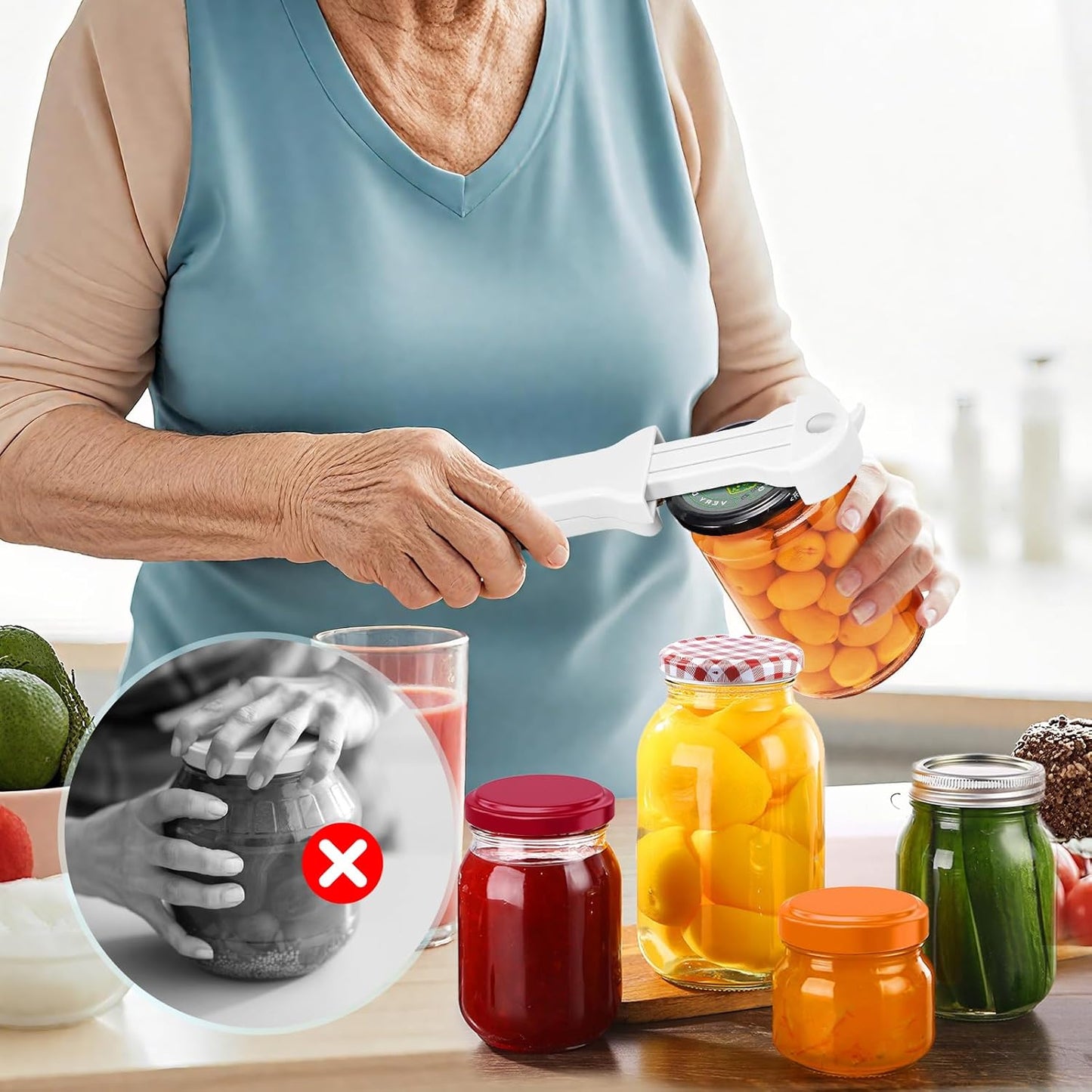 Skiennix 7-in-1 Jar Opener for Seniors - Magnetic Adjustable & Easy-Grip Kitchen Gadget (Off-White)