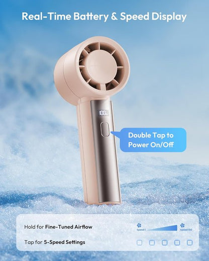 Gaiatop Handheld Personal Fan - Powerful Turbo Cooling | 4000mAh USB Rechargeable Mini Fan - Pink