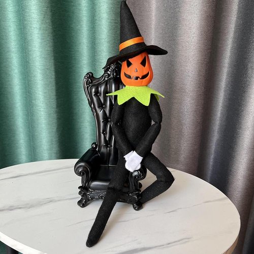 Danoni 14-Inch Handmade Halloween Pumpkin Elf Doll | Festive Tabletop Decoration (Green)