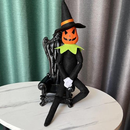 Danoni 14-Inch Handmade Halloween Pumpkin Elf Doll | Festive Tabletop Decoration (Green)