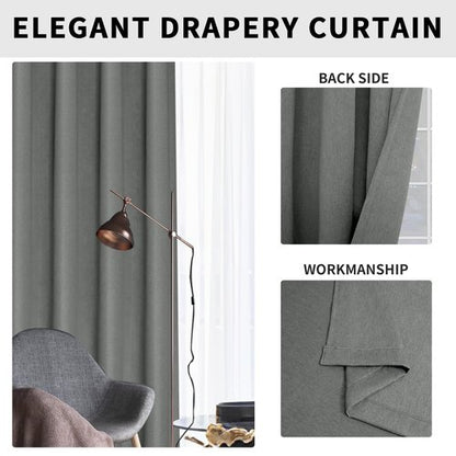 Easy-Going Linen Look Blackout Curtain Grommet Window Curtain Drapes for Bedroom, Living Room Thermal Insulated Room Darkening (2 Panels, 52x84 inch, Grey)