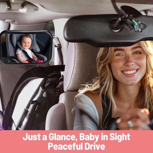Baby Car Mirror - 360° Flexible Arm for Clear View | Easy Install Hook Clip for Rear Facing Infants