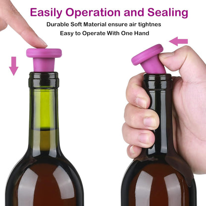 Yookeer 8 Pcs Wine Stoppers Silicone Beer Bottle Sealer Stoppers Glass Bottles Corks Beverage Beer Champagne Wine Storage Keep Fresh Tools for Wedding Party Christmas Supplies(Rainbow)