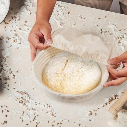 Dimpola Banneton Bread Proofing Basket - Set of 2 Handmade Rattan Sourdough Proofing Bowls | 9-Inch Size