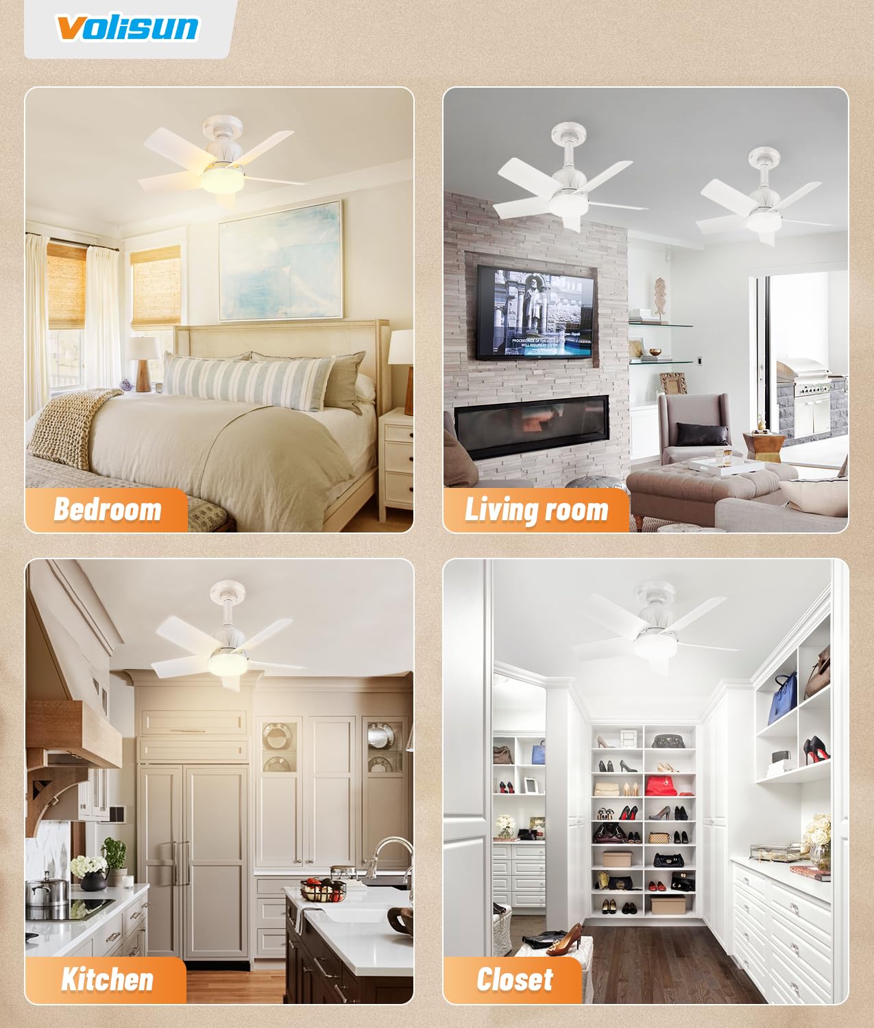 VOLISUN Socket Fan Light with Remote, Socket Ceiling Fan with Dimmable Led Light Bulb, 3CCT, 1500 Lumen Light Socket Fan, Screw in Small Ceiling Fan for Bedroom, Kitchen, Living Room, Garage(White)