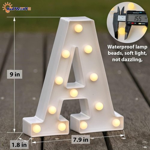 HXWEIYE LED Marquee Light Up Letters - 26 Alphabet & 10 Number Sign for Parties | Warm White Decor
