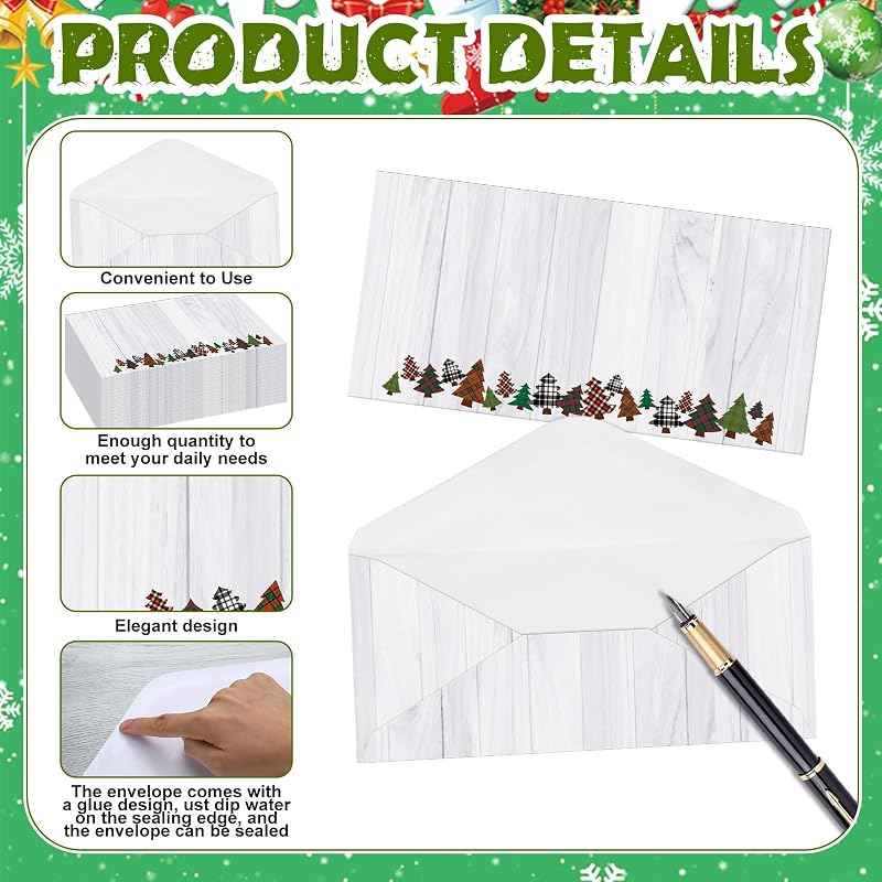 Rustic Gersoniel 160 Envelopes #10 - 9.45 x 4.13 in Christmas Winter Mailing, Peel & Seal