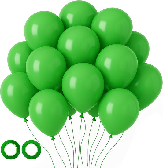Voircoloria 12-Inch Green Latex Balloons - 105 Pcs for Birthday, Dinosaur, and St. Patrick's Day Parties
