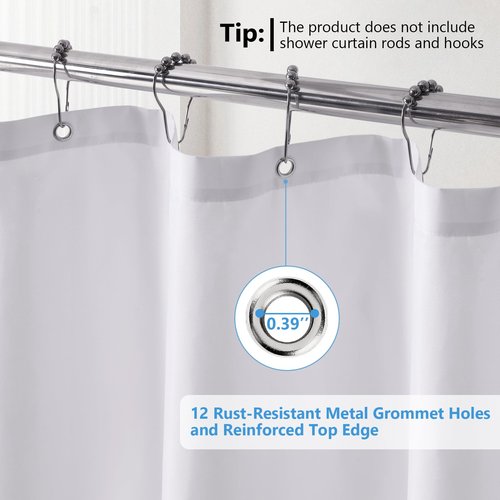 PILOTSHARK 120GSM Ultimate Waterproof Fabric Shower Curtain Liner - TPU Lamination Technology with 3 Magnets,Machine Washable,71x72 Inch Soft Cloth Shower Curtain or Shower Liner,for Bathroom(White)