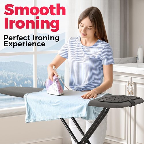 APEXCHASER Compact Ironing Board - Foldable Design with Heat Resistant Cover | 7 Height Adjustments, 13x43 Black