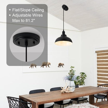 ALAISLYC 1 Pack Farmhouse Pendant Light Black Pendant Lighting for Kitchen Island Industrial Hanging Barn Light Pendant Lighting Over Island Sink Light Fixtures