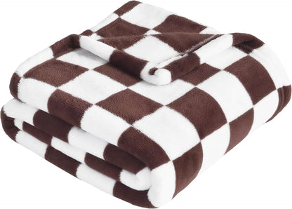 Yurhap Checkered Baby Blanket - Super Soft Fleece for Boys & Girls | 30x40 Inch, Brown