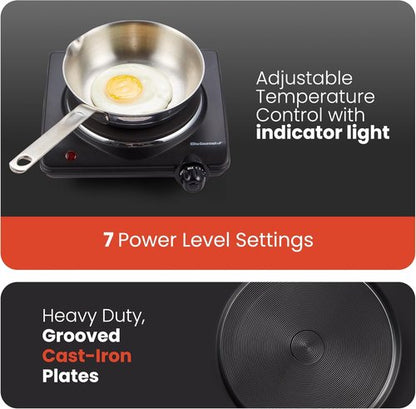 Elite Gourmet ESB-301BF Countertop Electric Hot Plate - 1000 Watts, Easy to Clean, Black | Pack of 4