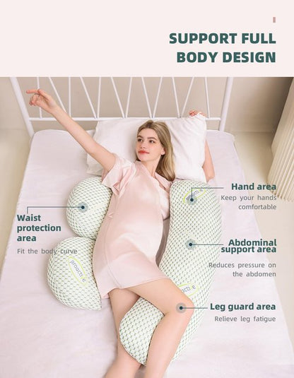 Oternal Pregnancy Pillow for Pregnant Women, Soft Pregnancy Body Pillow, Support for Back, Belly, HIPS, Legs, Maternity Pillow with Detachable and Adjustable Pillow Cover