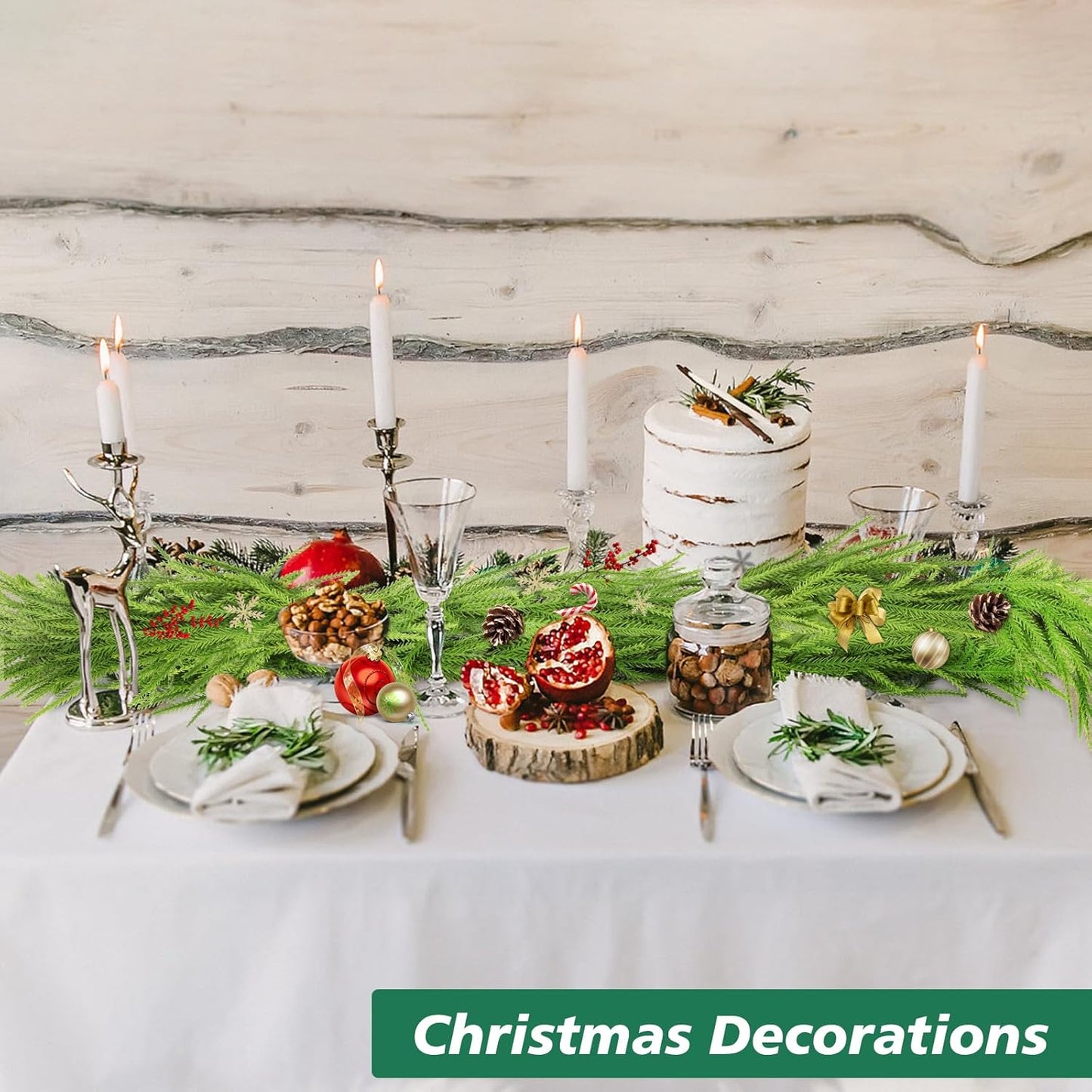 Norfolk Pine Garland - 9 Ft Realistic Faux Pine for Christmas Decor | Perfect for Mantle & Table