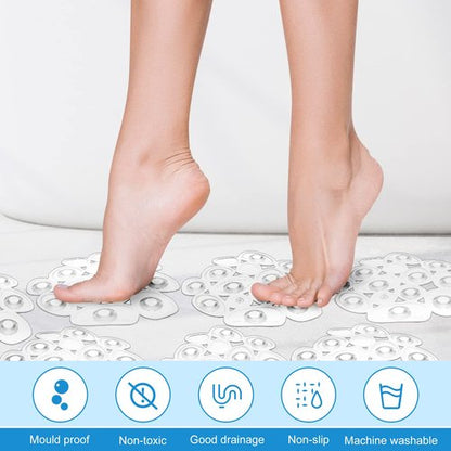 Riakrum 12 Counts Pebble Bath Treads Non Slip Bathtub Stickers with Suction Cups Pebble Non Slip Mat for Smooth Surface Shower Floor Mat, Provides Traction Machine Washable(Transparent)