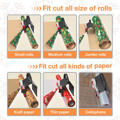 Wraprocut Wrapping Paper Cutter & Tape Dispenser - 2-Pack with 4 Tapes for Effortless Gift Wrapping
