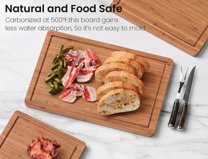 Bamboo Cutting Boards Set - Chopping Boards with Juice Groove for Kitchen Meal Prep | Set of 3
