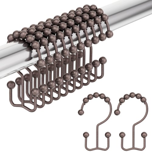 Amazer Shower Curtain Rings, Stainless Steel Shower Curtain Hooks Rings, 12 Pcs Double Glide Shower Rings for Bathroom Shower Curtain Rods Dual Rust-Resistant Shower Hooks, Bronze