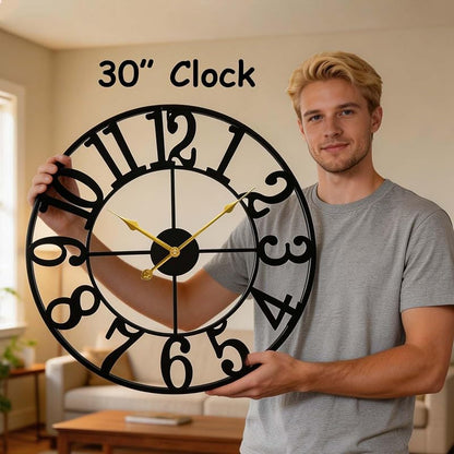 30 Inch Outdoor Wall Clock - Black, Waterproof | Variation: Black - Arab+30 Inch