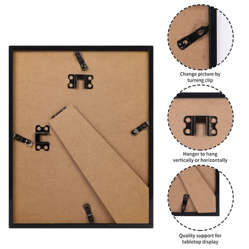 Giftgarden 8.5x11 Picture Frame Black, Certificate Award Document Diploma 8.5 by 11 Thin Frame for Wall Tabletop Display, Single