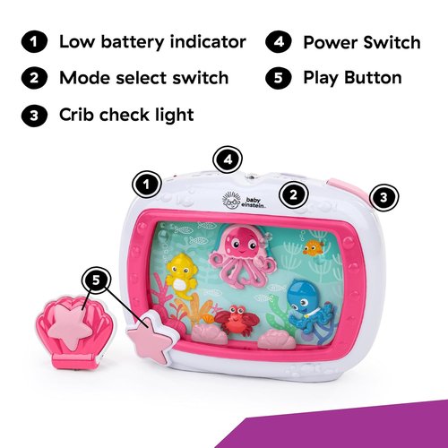 Baby Einstein Sea Dreams Soother - Musical Crib Toy & Sound Machine for Newborns | Pink