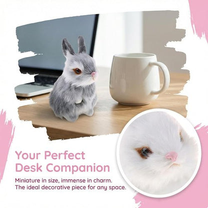 GUDVES Mini Realistic Plush Rabbit Toy - Lifelike Easter Bunny Decoration, White