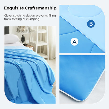 EASELAND Lyocell Cooling Comforter King Size, Cooling Blanket for Hot Sleepers, All-Season Double-Sided Quilt Stretch Fabric, Q-Max>0.45, Breath Ice Blanket, Soft Lightweight, Blue (90"×108")