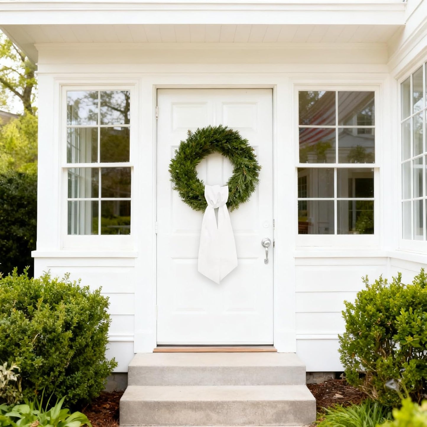 Skiennix Christmas Wreath Sash - Winter White Cotton Ribbon Bow for Door Decor | 10 Pieces