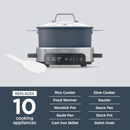 Ninja MC1101 Foodi Cooker Pro - 8-in-1 Versatility, Family-Sized 6.5 Quart, Adjustable Temp Control, Midnight Blue