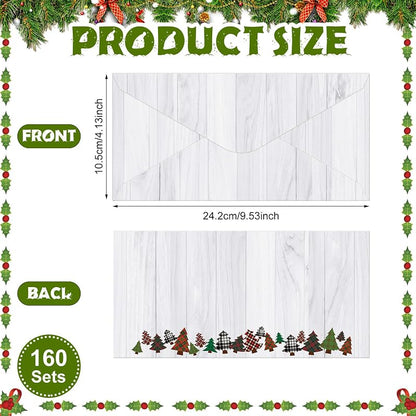 Rustic Gersoniel 160 Envelopes #10 - 9.45 x 4.13 in Christmas Winter Mailing, Peel & Seal