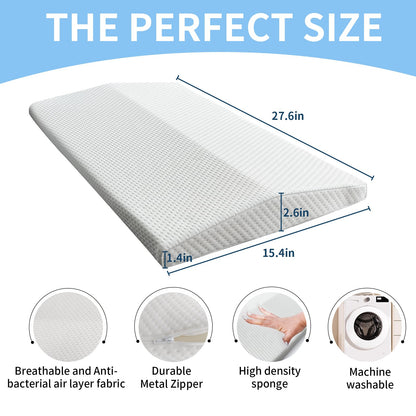 Eiury Lumbar Support Memory Foam Pillow - Suitable for side, back, and stomach sleepers, helping to alleviate lower back pain - Triangular Wedge Long Pillow White