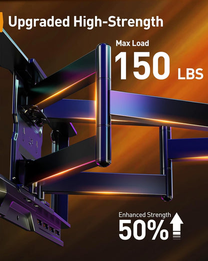 Perlegear AuraFrame™ Full Motion TV Wall Mount - LED Light & Music Sync for 42″–90″ TVs Up to 150 lbs | Max VESA 600 x 400mm