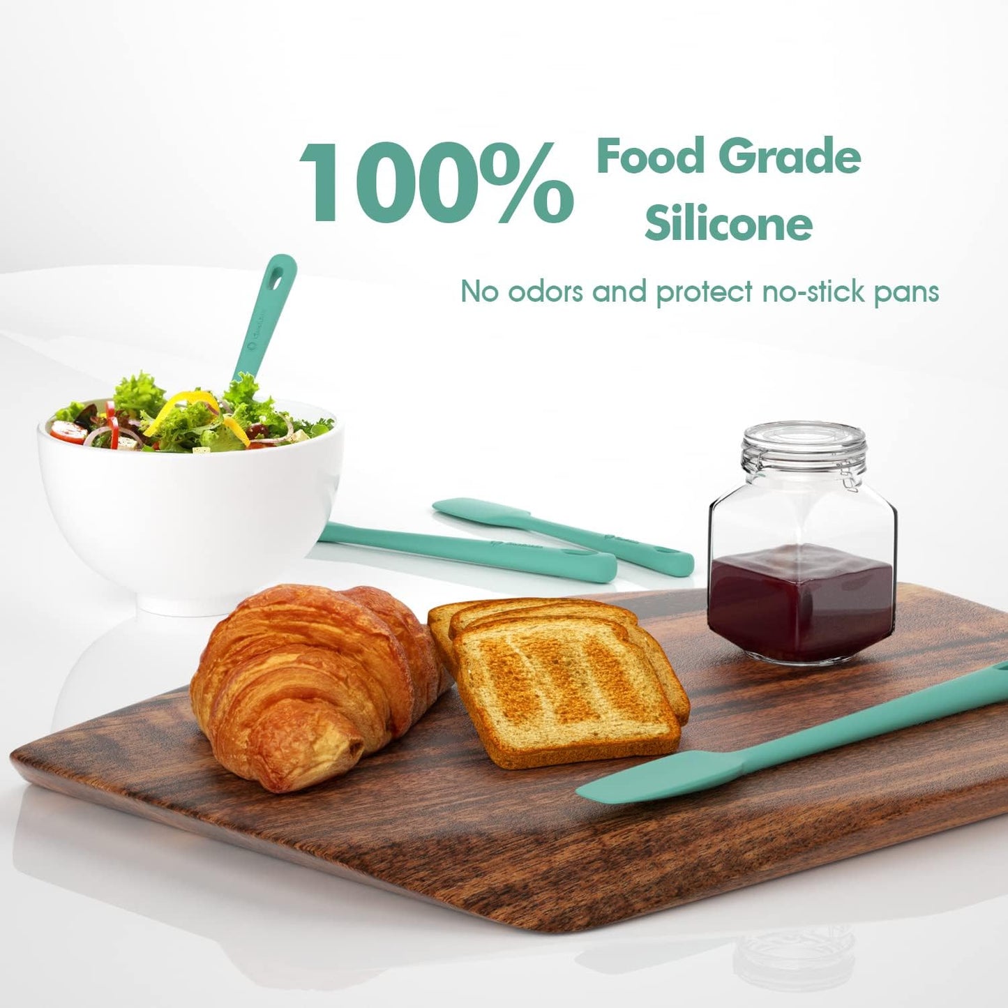 Skiennix Silicone Spatula Set - 4 Pieces, Ergonomic Grip, Heat Resistant Up to 600°F for Nonstick Cookware