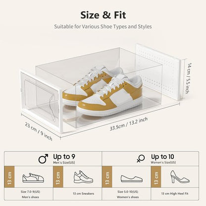 Kuject Shoe Storage Box - Large Crystal Clear Stackable Organizer | Space-Saving 12 Pack for Closet & Entryway