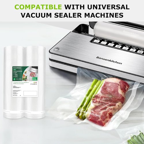 Bonsenkitchen Vacuum Sealer Bags - 11" x 50 ft Rolls | BPA-Free Commercial Grade Food Storage Bags