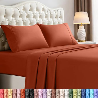 Utopia Bedding King Size Sheet Set – 4 Piece Bed Sheets, Soft and Breathable Microfiber, Includes 1 Fitted Sheet, 1 Flat Sheet and 2 Pillowcases – Oeko Tex (Orange)