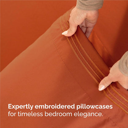 Skiennix Twin XL Sheet Set - Comfy Breathable Cooling Bedding - Luxury Hotel Quality - Deep Pockets, Soft, Wrinkle-Free - Oeko-Tex Certified - Terracotta