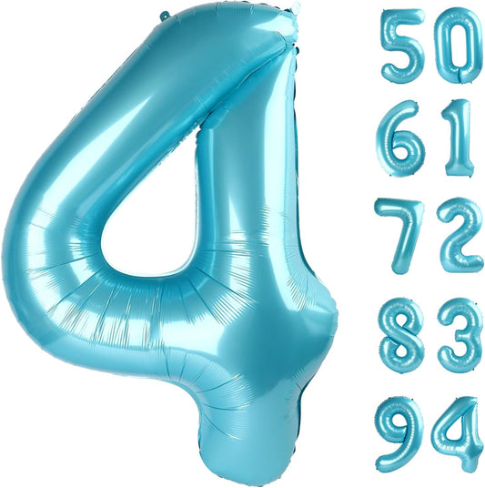 Pearlescent Blue Number 4 Balloon - 40 Inch Birthday Decoration for Girls & Boys