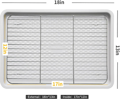 Skiennix Nonstick Ceramic Baking Sheet Set - 2-Pack Half Sheet Pan, Oven Safe 550°F, Dishwasher Safe, Gray Yellow