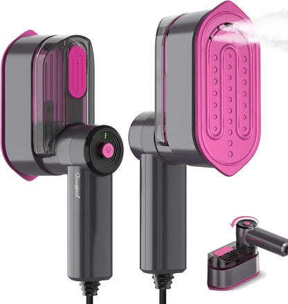 Travel Steamer for Clothes by [Brand Name] - 1000W Portable Mini Iron with 10s Fast Heat, 8FT Cord & Foldable Handle (Purple)