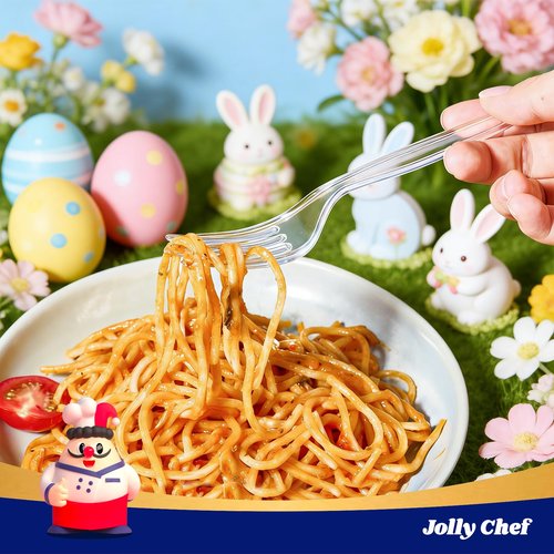 JOLLY CHEF [300 Count] Clear Plastic Forks,Heavy Duty Disposable Forks Plastic Utensils Perfect for Home, School, Party, Restaurant, Christmas or Daily use