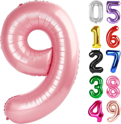 Pearlescent Pink Number 9 Balloon - 40 Inch Giant Foil Balloon for 9th Birthday Party Decorations